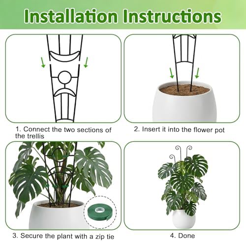 Monstera Plant Support - 4-Pack of 32.6" Tall Plant Trellis Stakes for Large Indoor Vines | Adjustable Dual Pole Frame for Monstera Deliciosa & Potted Plants - Image 5