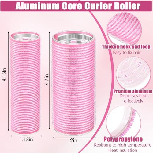 4 Pcs Aluminum Thermal Hair Rollers for Women, 4.7 x 2 Inch, 4.1 x 1.2 Inch - Image 2