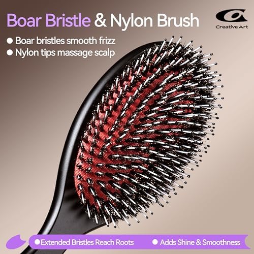 Hair Brush for Men, Wooden Boar Bristle Hairbrush for Detangling & Styling - Image 5
