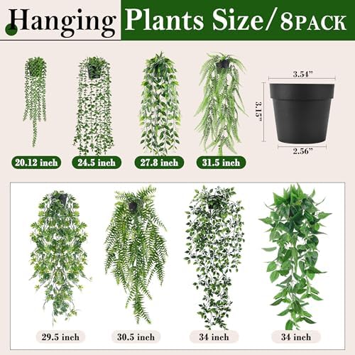 Der Rose 8Pcs Artificial Hanging Plants for Fuller Layered Wall Shelf Decor - Image 3