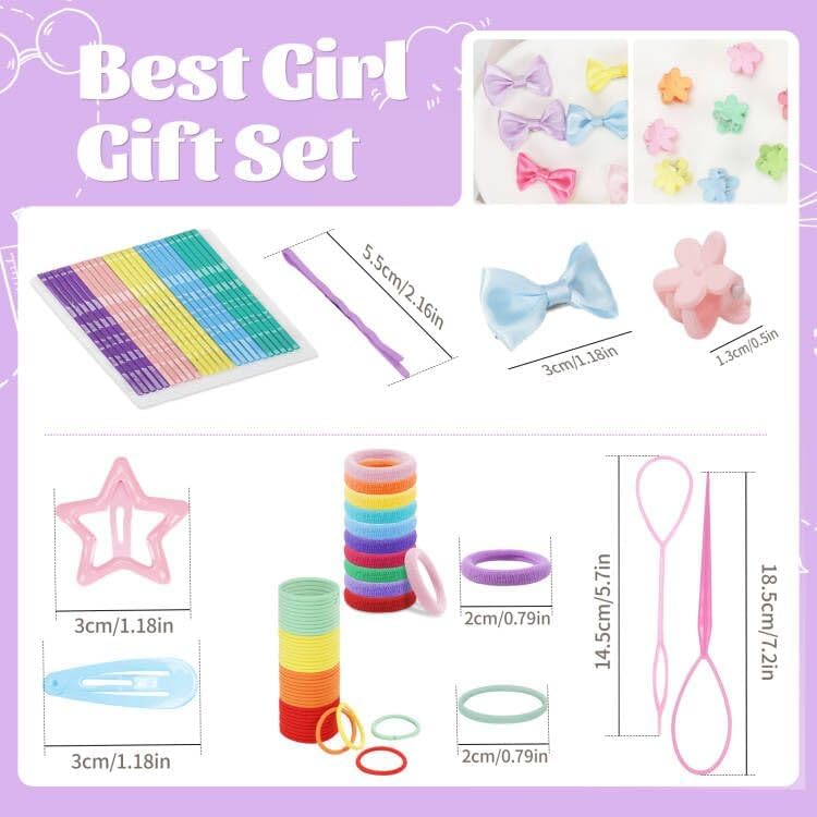 940Pcs Cotton Hair Accessories Set with Bow Clips, Rubber Bands, Elastic Holders, and Organizer Box for Girls and Toddlers - Image 2