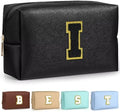 TOPEAST Preppy Makeup Bag, Cute Makeup Pouch PU Leather Waterproof Cosmetic Bag, Personalized Birthday Gifts for Mom Teacher Friends Bridesmaids Nurse, Trendy Stuff for Girls (Black I) by TOPEAST
