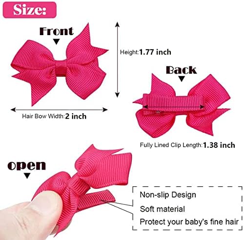 ALinmo Hair Clips for Girls - 80PCS Fully Lined Tiny Alligator Bows in Pairs for Infants and Toddlers - Image 2