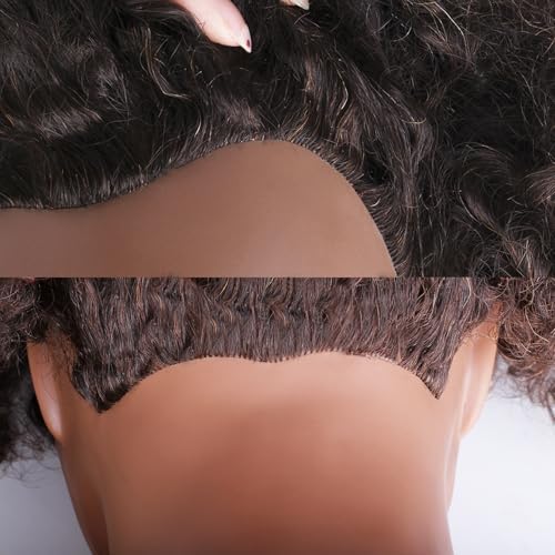 Afro Mannequin Head with 100% Human Hair Mannequin Head Curly Cosmetology for Display Practice Braiding Styling Training Head Hair Styling (Brown, 6 Inch) - Image 4