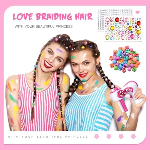 Lasnten Automatic Hair Braider Machine Electric Hair Braiding Tools DIY Styling Kit with Self Adhesive Gems and Jewelry Beads Salon Styling Tool Accessories for Women Makeup Vanity Set - Image 4
