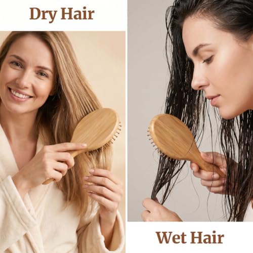 10Pcs Bamboo Hair Brush bulk wooden hair brush wooden brushs for hairs Pocket Paddle Massage Scalp Detangling Brushs for Women Men Portable Bristle Styling Set DIY Wedding Gifts Bridal - Image 7