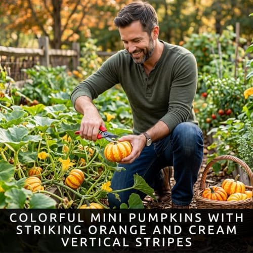 20 Blaze Mini Pumpkin Seeds | Orange Striped Miniature Pumpkin Seeds - Image 2