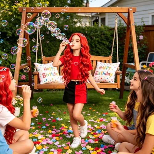 7pcs Red Girls Princess Wig Set for Kids Costume Halloween JZ066 - Image 6