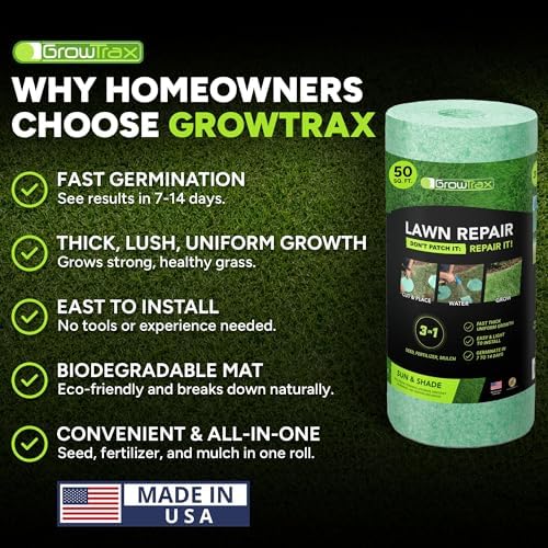 Growtrax Biodegradable Grass Seed Mat - 50 Sq Ft Year Round Green - Image 7