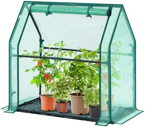Mini Greenhouse for Indoor Outdoor: Ohuhu Tabletop Portable Green House with Waterproof Pad for Small Plants Nursery Germination, 36"x18"x33" Heavy-Duty PE Cover Green by Ohuhu