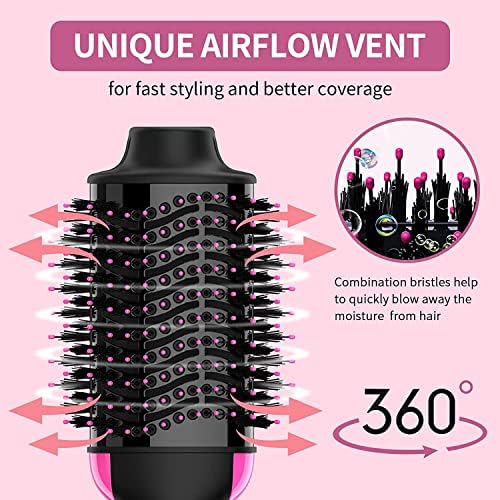 Dimecano Hair Dryer Brush, 4 in 1 One Step Hair Dryer and Styler Volumizer, Professional Hot Air Brush with Negative Ion Anti-frizz Blowout for Drying, Straightening, Salon, Black Pink - Image 4