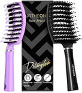 URTHEONE Hair Brush,Detangling Hairbrush Boar Bristle Curved Vented Hair Brush for Women Men Kids Curly Thick Long Short Wet or Dry Hair, Faster Blow Drying(2Pack Black） by URTHEONE