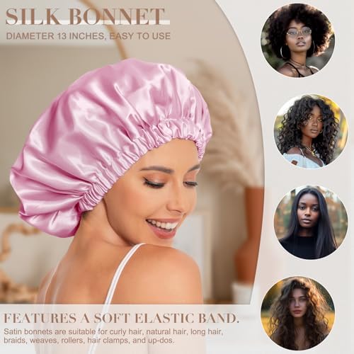Edoneery Satin Bonnet for Sleeping Women, Double Layer Curly Hair Cap - Image 3