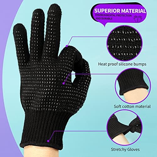 Teenitor Heat Resistant Glove With Silicone Bumps For Hair Iron Tool, Professional Heat Gloves For Heat Press, Heat Protectant Gloves For Hair Styling, Black - Image 4
