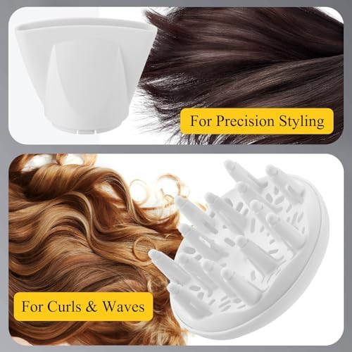 1875W Compact Hair Blow Dryer with Diffuser & Concentrator, White - Image 4