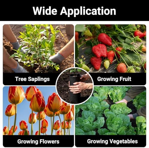 Fabric Grow Bags - 7x13.8 inches Breathable Black Seed Starter Plant Grow Bags for Seedling Pots, Nursery Pots for Plants, 50pcs - Image 7