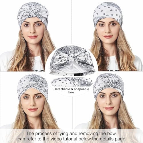 Ababalaya Satin Lined Beanies for Women Chemo Headwear Sleep Cap - Image 4