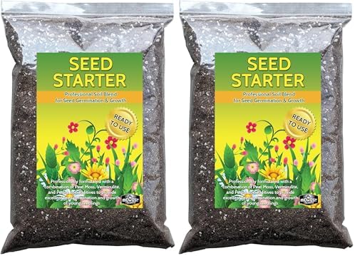 Seed Starter Natural Potting Soil Mix for Germination and Growth (Made in USA) (8 Dry Quarts) (Pack of 2) by MidwestHearth