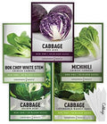 Gardeners Basics, Cabbage Seeds for Planting 5 Individual Packets Bok Choy, Michihili (Napa) Chinese Cabbage, Red, Golden Acre and Copenhagen Market Early for Your Non GMO Heirloom Vegetable Garden by GardenersBasics