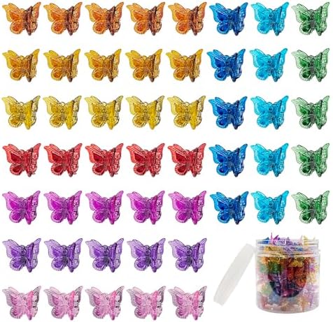 50 Pieces Assorted Color Butterfly Hair Clips, Beautiful Mini Butterfly Hair Clips Hair Accessories for Women and Girls (50 Pack Transparent color) by Ruocce