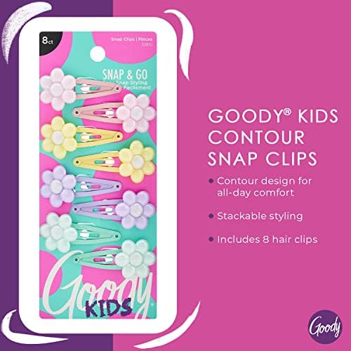 Goody Kids Mini Epoxy Contour Snap Clips - 8 Count, Daisy Charm - Just Snap Into Place - Suitable for All Hair Types - Pain-Free Hair Accessories for Women and Girls - All Day Comfort (Pack of 2) - Image 2