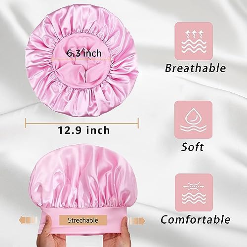 vidsel 2pcs Satin Sleep Bonnets for Women, Silk Hair Bonnet for Sleeping - Image 3