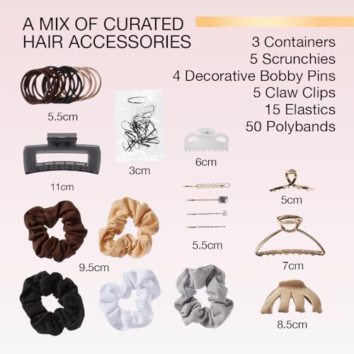 Scunci by Conair 82 Piece hair accessory kit - hair accessories for women - neutral colors- 3 stackable containers - Image 2
