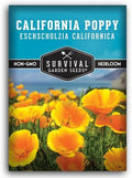 Survival Garden Seeds California Poppy Seeds for Planting, 1 Pack by SurvivalGardenSeeds