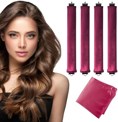 Seritant Heatless Curls Overnight with Satin Head Scarf, Velvet Hair Rollers for Blowout Look, No Heat Curling Rod for Long Thick Hair, Soft Sleep In Flexi Rods by Unknown