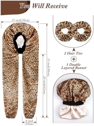 1+2 Satin Pantyhose Bonnet for Braids, Long Hair Bonnet for Women Sleeping - Image 2