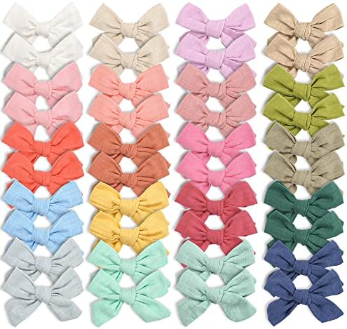 CÉLLOT 40 Pieces Girls Hair Bows Linen Fabric Bows Alligator Clips Hair Accessories for Little Girls Toddlers Kids and Teens - Image 2