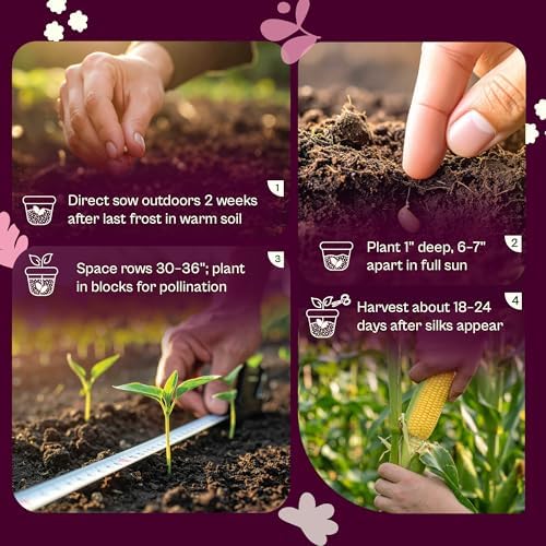 SVI 125 Peaches and Cream Corn Seeds (Zea mays) – Peaches & Cream Super Sweet Corn Seed Packets, Bicolor Sweet Yellow – Non GMO Heirloom Vegetable Seeds Outdoor Vegetable Garden Seed, Home Garden - Image 5