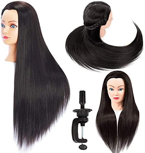 headdoll Mannequin Head Styling Mannequin Head for Hair Styling and Free Table Stand Training Head Manikin Cosmetology Doll Head with Long Fiber Hair Hairdresser Practice Head for Stylist - Image 2