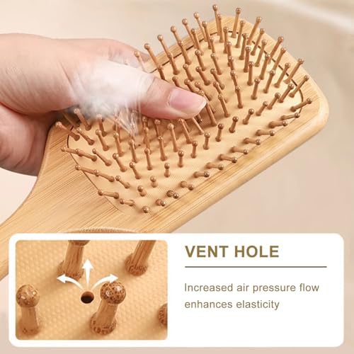 Bamboo Hair Brush for Hair Growth - Soft Bamboo Bristle Scalp Massager - Image 2