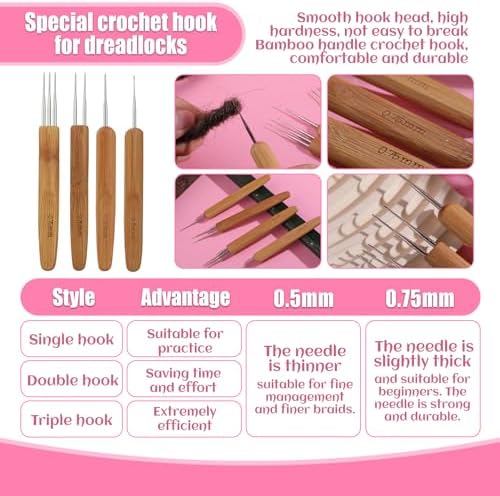 kgxulr Crochet Hooks, 220 PCS Crochet Needles for Hair, Latch Hook Tool - Image 3