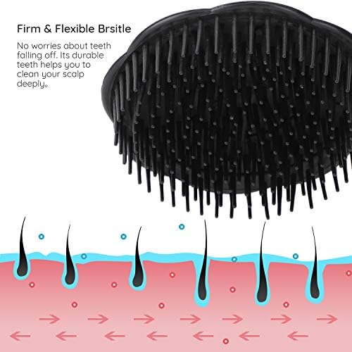 Segbeauty 2pcs Scalp Massage Shampoo Brush, Massage Hair Brush Floriated Shower Comb for Deep Cleaning Hair Men’s Hand Brush Growth Beard Brush Pet Grooming Brushes (Black) - Image 3