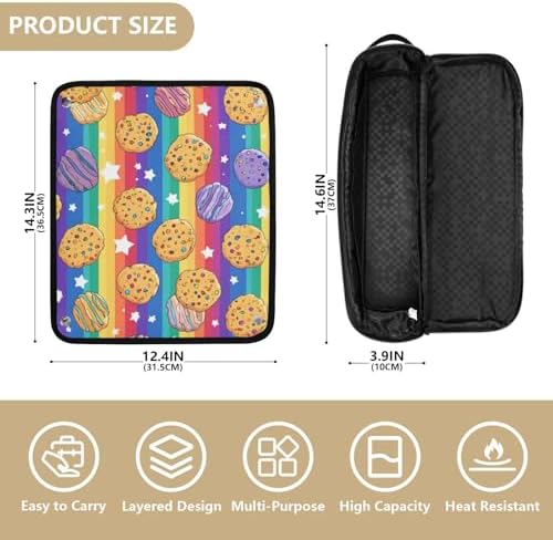 Hair Tools Travel Bag with Heat Resistant Mat Detachable 2-in-1 Curling Iron Travel Case Hot Tools Organizer for Straightener Flat Iron Rainbow Stripes Cookies Stars - Image 4