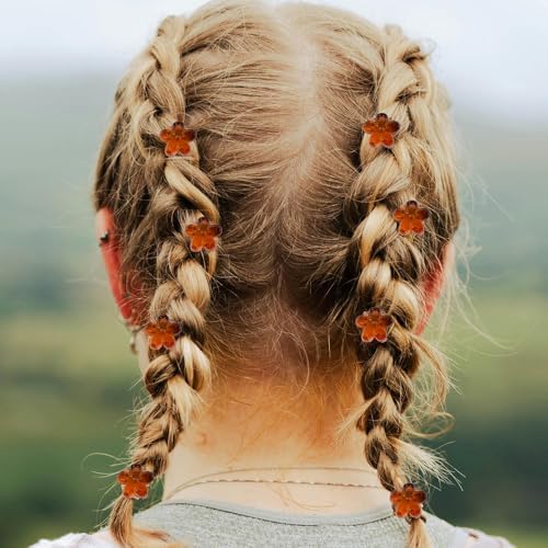 Mini Flower Hair Clip Flower Clips,Colorful Mini Hair Claw,for Women, Girls,Baby, Toddler Bangs Strong Grip Small Tiny Rainbow Hair Clips (100, brown) - Image 5