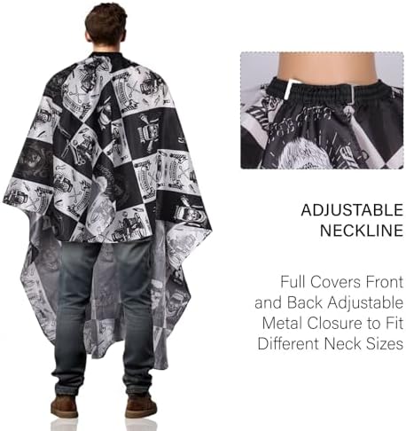 Waterproof Barber Cape with Adjustable Snap Closure - 64"x56" Professional Hair Cutting Cape for Stylists (Black) - Image 3