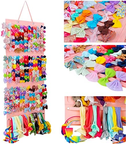 Hair Bow Holder Organizer for Girls, Hanging Bow Storage (Pink) - Image 2