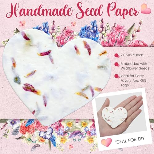 Dunzoom 50 Pcs Plantable Seed Paper Tags Wildflower,Heart - Image 2