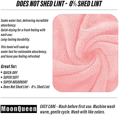 MOONQUEEN 6 Pack Premium Hand Towels - Quick Drying - Microfiber Coral Velvet Highly Absorbent Towels - Multipurpose Use as Hotel, Bathroom, Shower, Spa, Hand Towel 16 x 28 inches (Pink) - Image 4