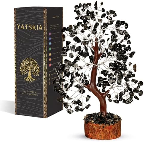 YATSKIA Black Tourmaline Crystal Tree, Birthday Gifts for Women, Mom & Grandma, Handmade Gem Tree of Life, Boho Home, Room & Office Desk Decor, Thank You Gifts by YATSKIA