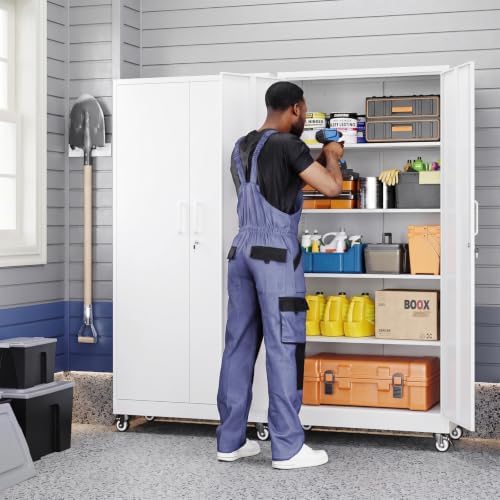 Yizosh Wheeled Metal Garage Storage Cabinet,Lockable Files Storage Cabinets - Image 2