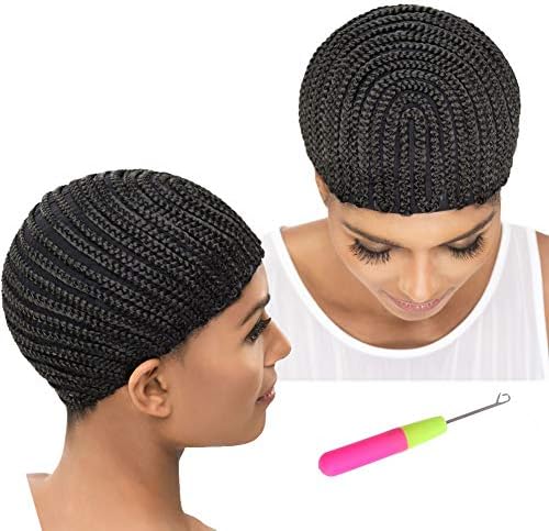 2Pcs Braided Wig Caps Crotchet Cornrows Cap For Easier Sew In Caps for Making Wig Glueless Hair Net Liner Crochet Wig Caps (braided caps,2pcs) by Refinedhair