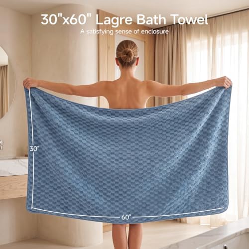 REDKISS Blue Gray Microfiber Bath Towel Large, 31”x 61” 4 Pack - Image 3