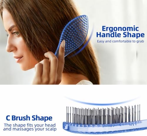 Detangling Hair Brush for Wet & Dry Hair (Blue) - Image 3