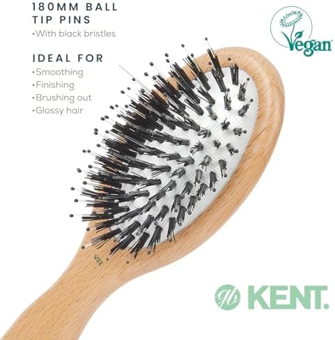 Kent V02 Vegan Boar Bristle Hair Brush with Nylon Pins, Organic Hair Brush for Styling and Detangling, Paddle Brush Ideal for All Hair Types (Small) - Image 5