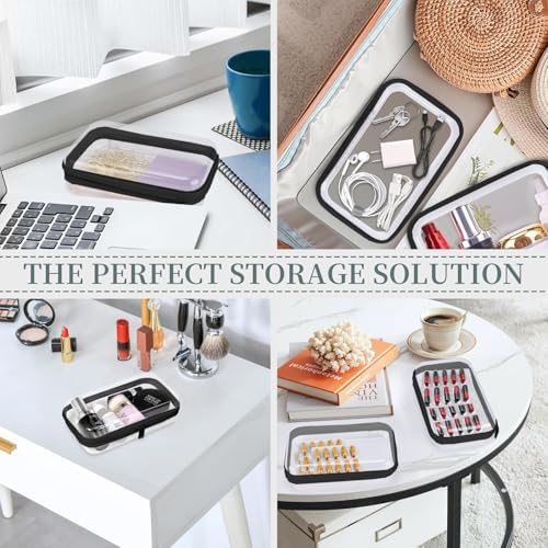 YOPCDJ 3 Pack Clear Hard Shell Zipper Case, Clear Zipper Pouches Waterproof Makeup Organizer & Travel Toiletry Bag, Plastic Pouch for Travel Office Storage, Home, Black Small Size - Image 3