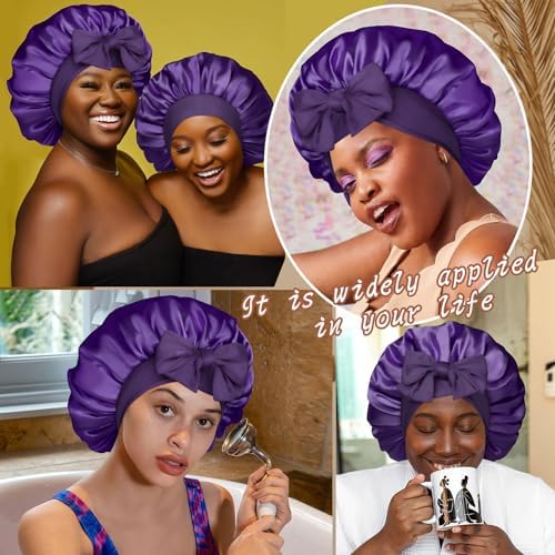 CHLINS Double Layer Satin Bonnet for Sleeping, Hair Bonnet for Curly Hair - Image 7